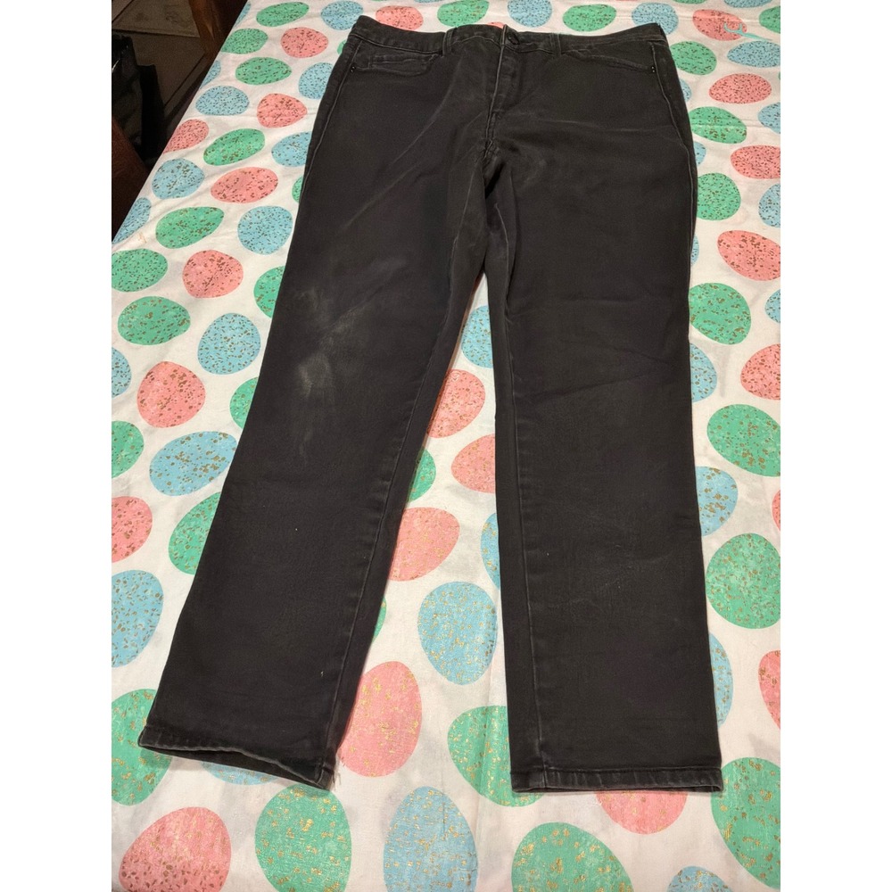 Seven7 Womens Black Straight Leg Jeans Size 16 Stretch Denim Dark Wash Pants
